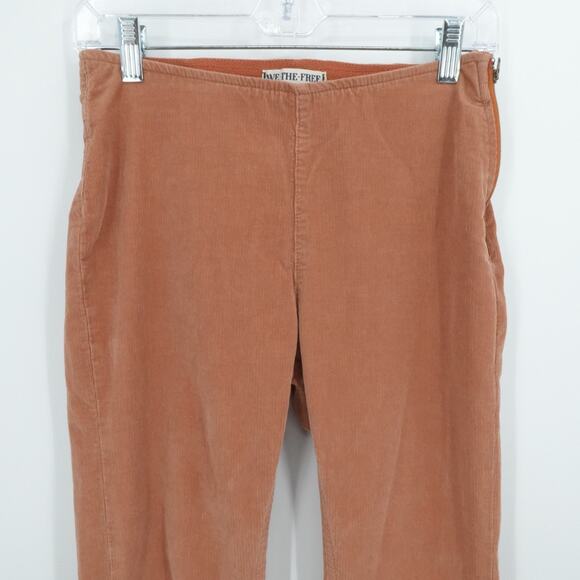We the Free Pants Womens 28 Coral Corduroy‎ Straight Leg Side Zip Boho Western - Picture 8 of 12